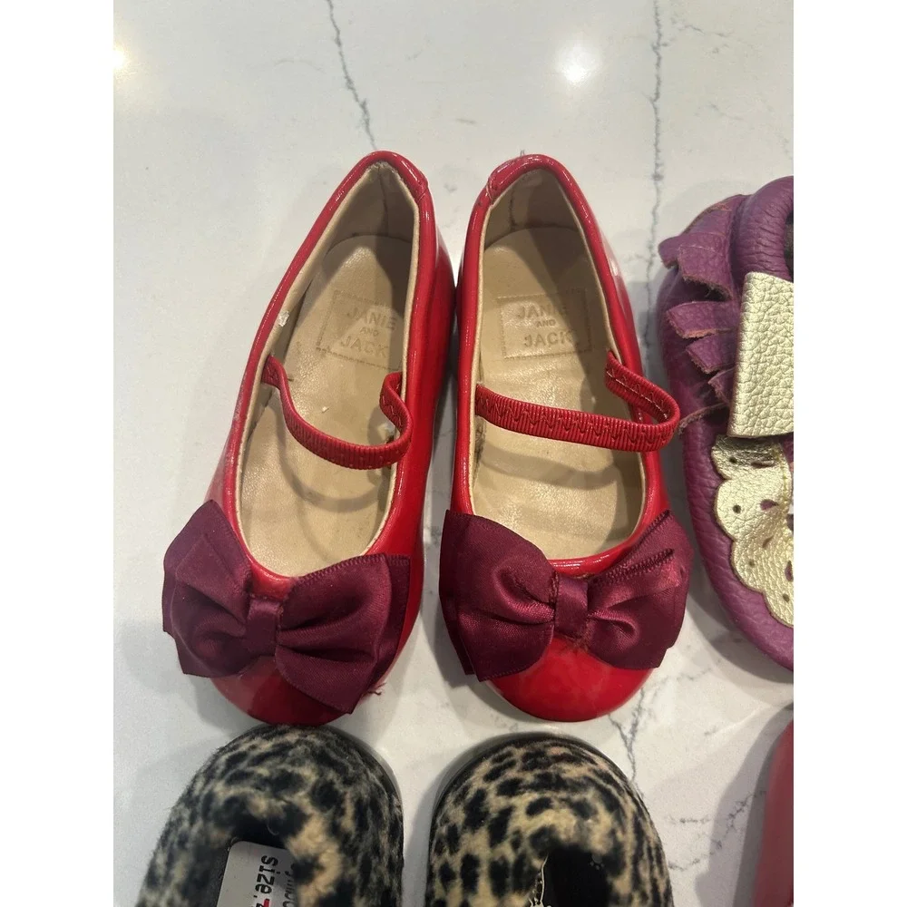 Janie and Jack Gymboree Baby Shoes Bundle Red Leopard Purple Bow Mary Janes